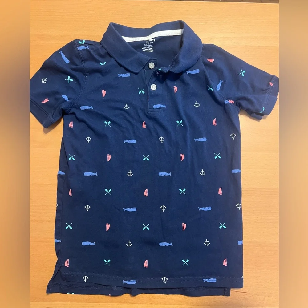 Like New Carter's Navy Polo with Nautical Accents